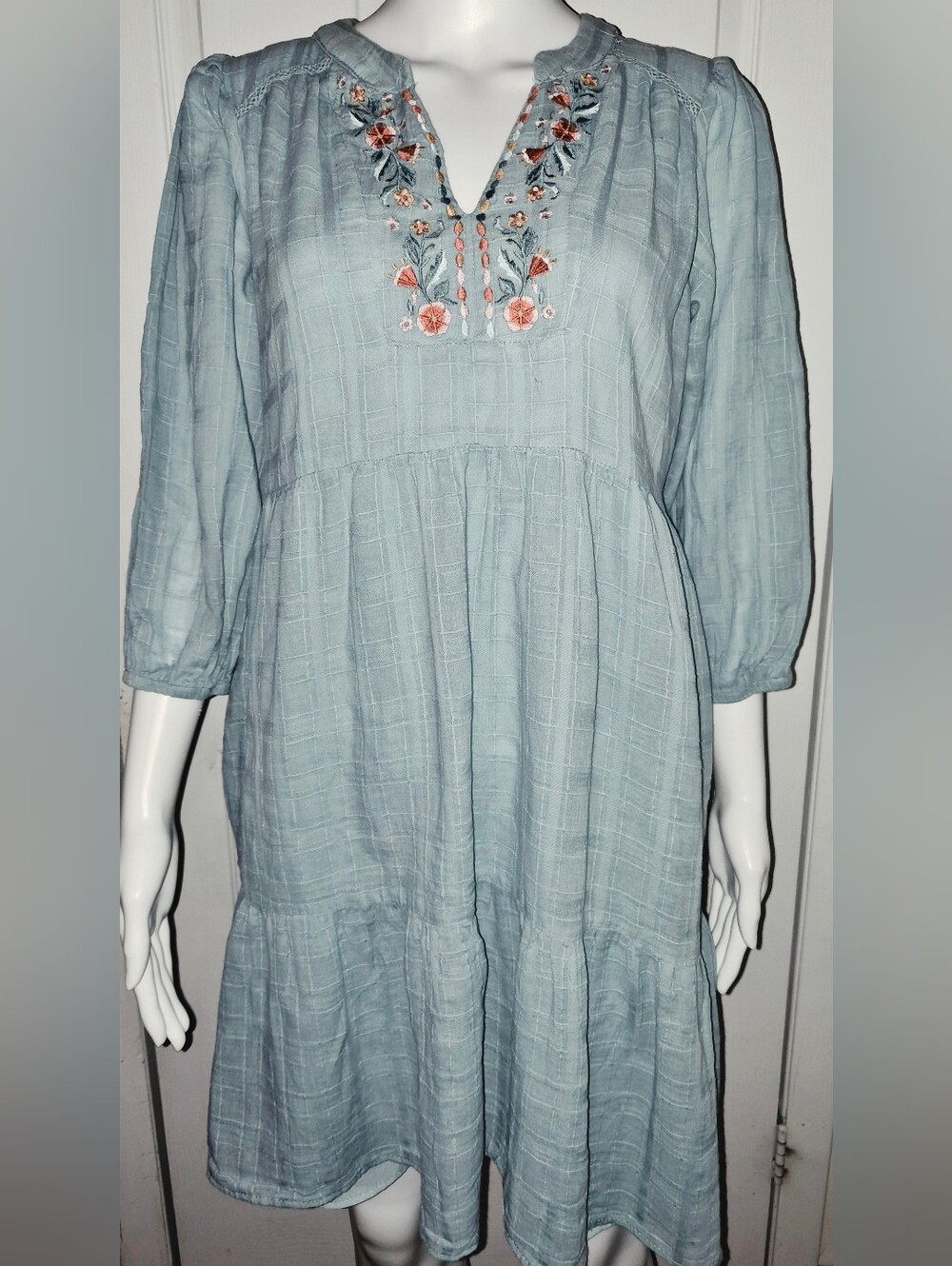 The Knox Rose Embroidered Boho Tiered Dress
